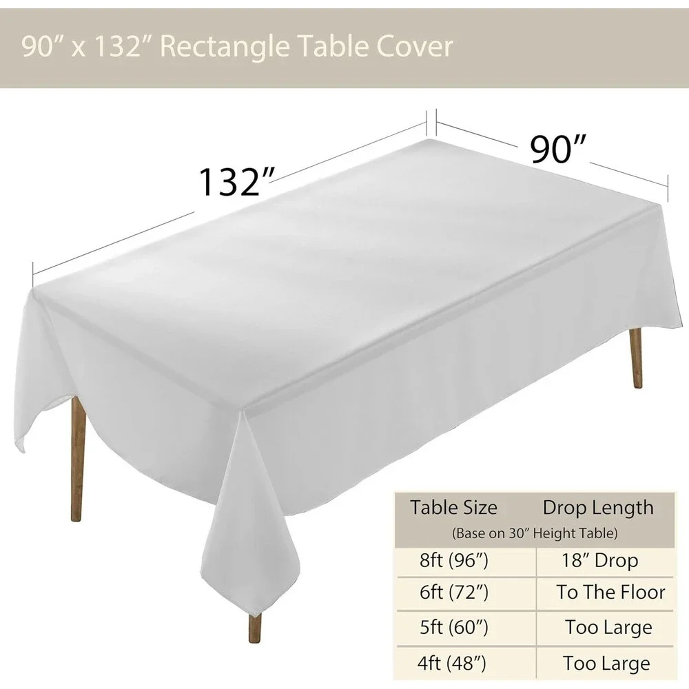 Craft & Party, Polyester Tablecloth - Rectangle White Tablecloth, 90 x 132 Inch